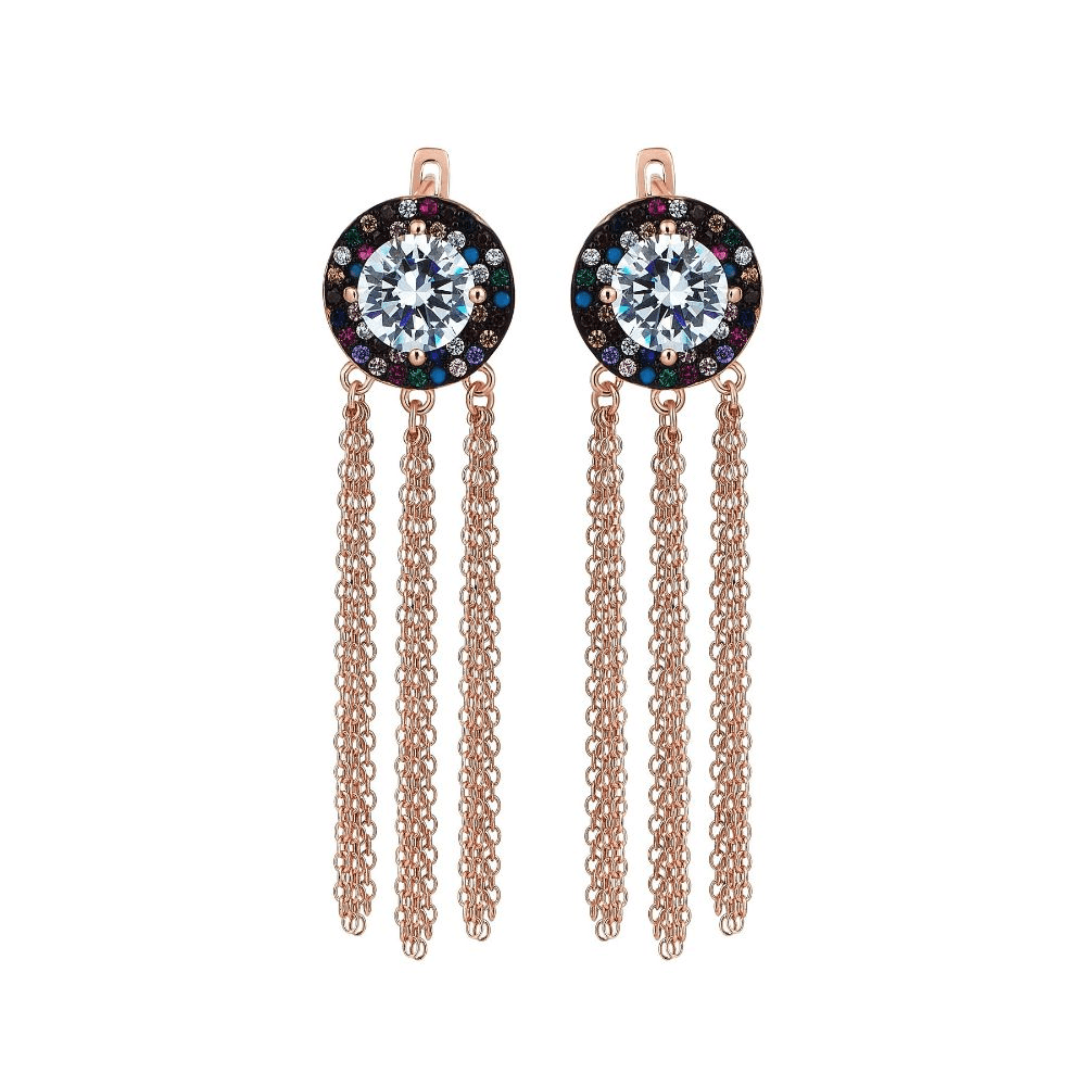 18ct Rose Gold Plated Earrings.925 Sterling Silver.Zircon & Natural Stones.