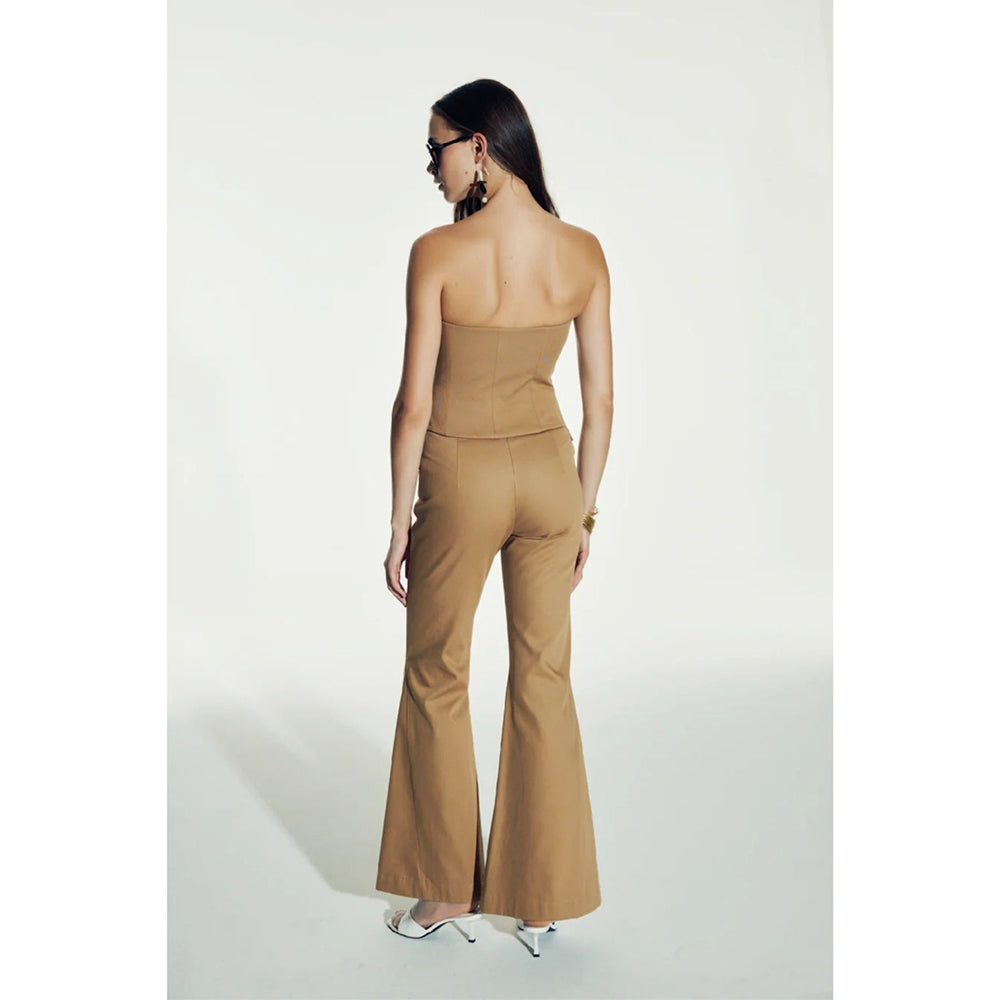 Avrell Cotton Flared Trousers in Golden Straw
