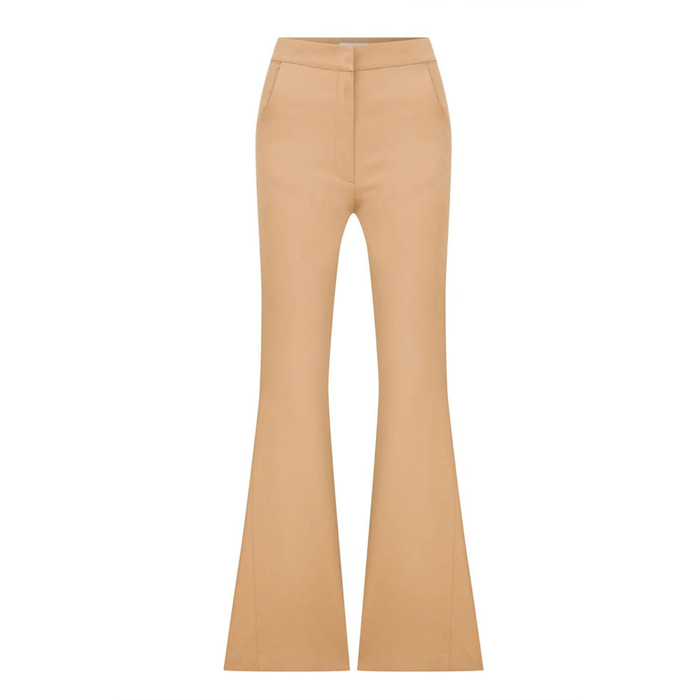 Avrell Cotton Flared Trousers in Golden Straw