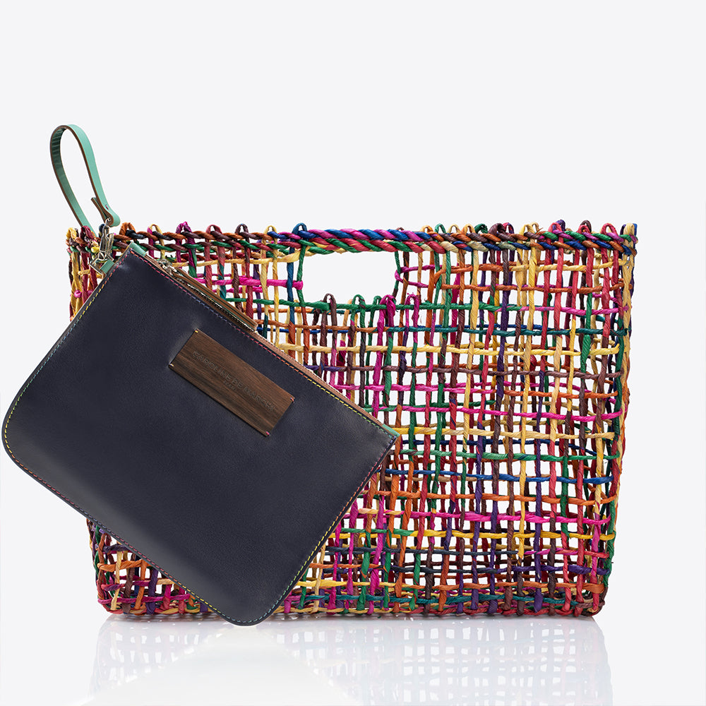 Enhance your style with The Luxe Maison Bahia Basket Multicolor Handbag, a must-have in women’s accessories online. Shop Now!