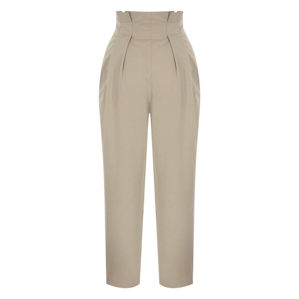 Beige High-Rise Canvas Pant