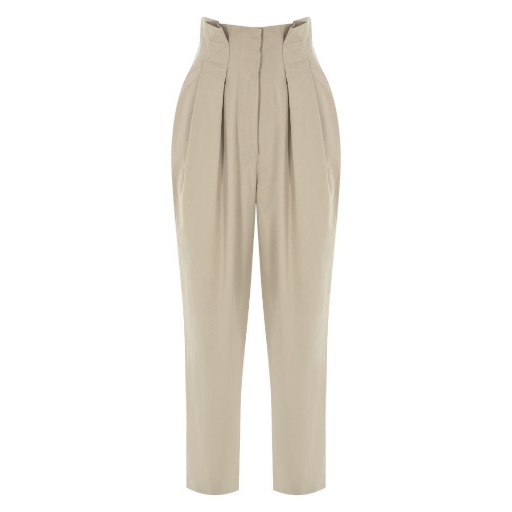 Beige High-Rise Canvas Pant