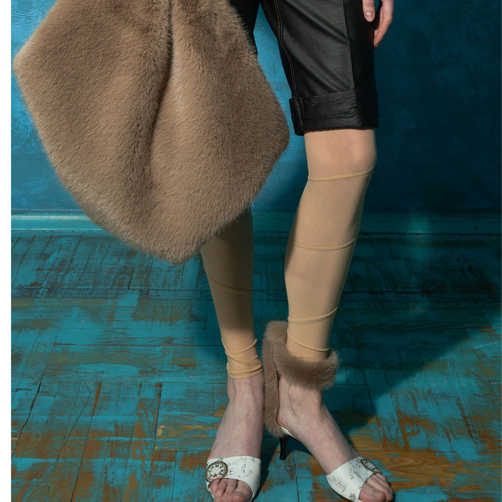 Own the grace of luxury clothing with the Beige Spiral Leggings. Shop Now!