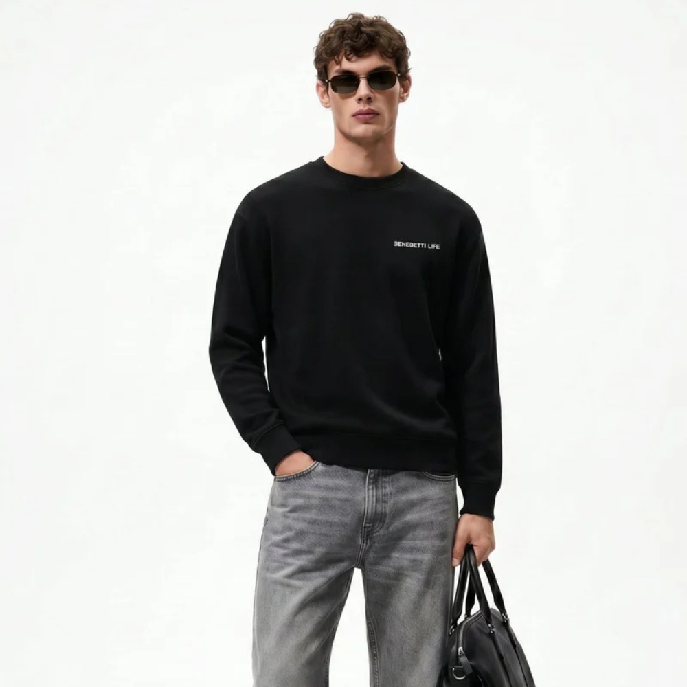 Shop online from our exclusive website and discover the Organic Sweatshirt by Benedetti Life, crafted from 100% organic cotton fleece with a signature ocean-inspired print for sustainable everyday comfort.