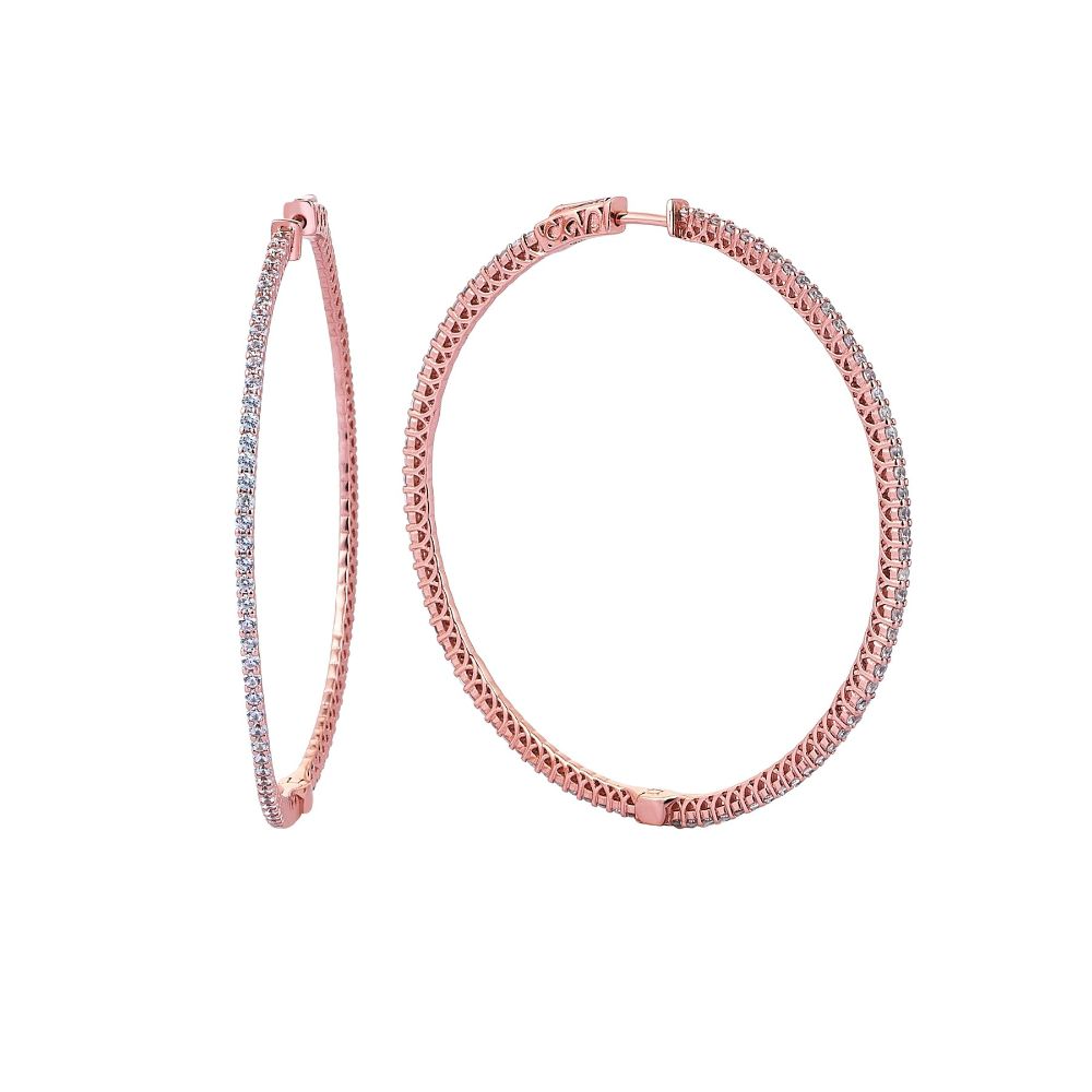18ct Rose Gold Plated Hoops925 Sterling Silver.Zircon & Natural Stones.