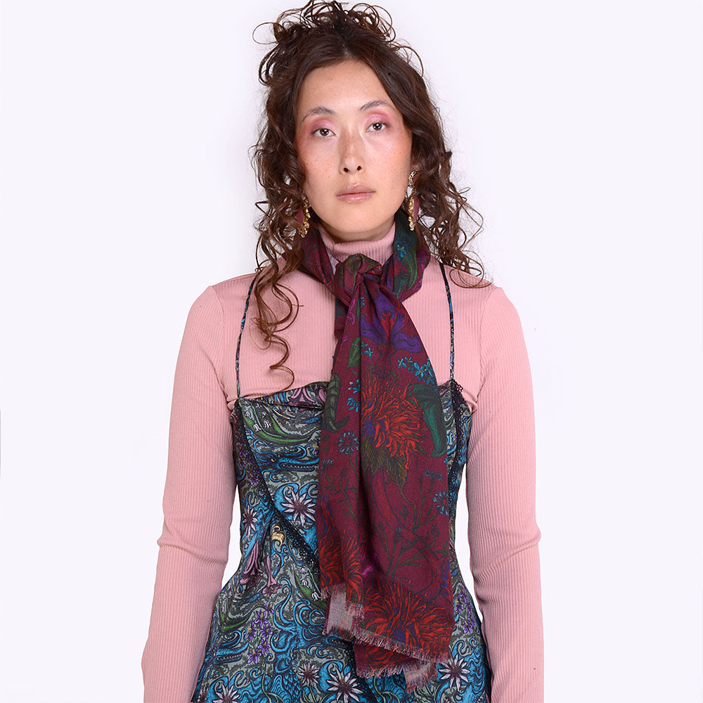 Wrap yourself in luxury with the botanical silk/wool women's scarf, perfect for any occasion. Add sophistication to any outfit. Shop Now!