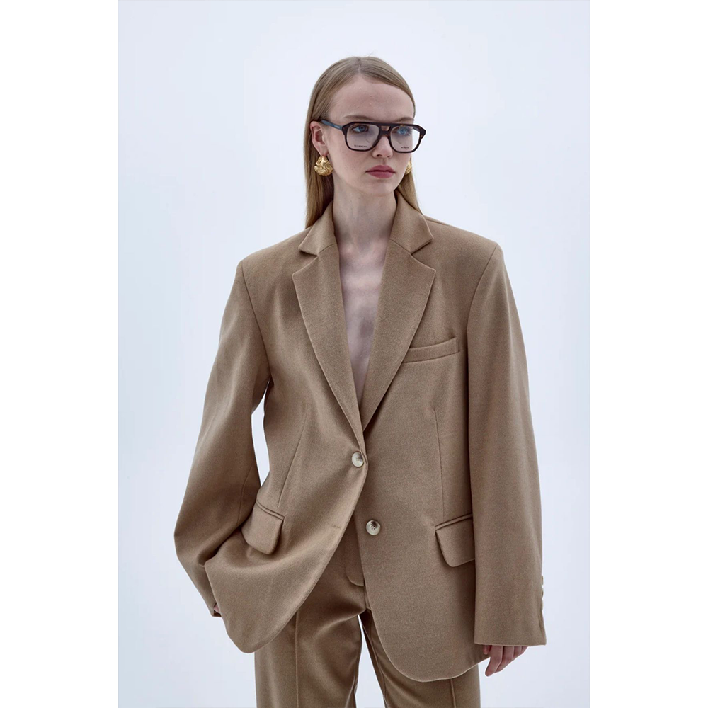 Boxy Blazer Jacket in Camel