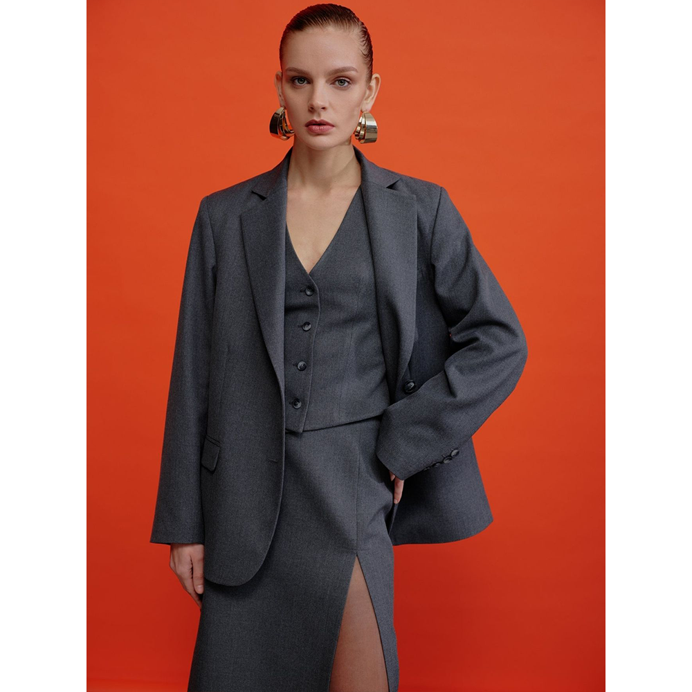 Boxy Oversize Blazer in Gray