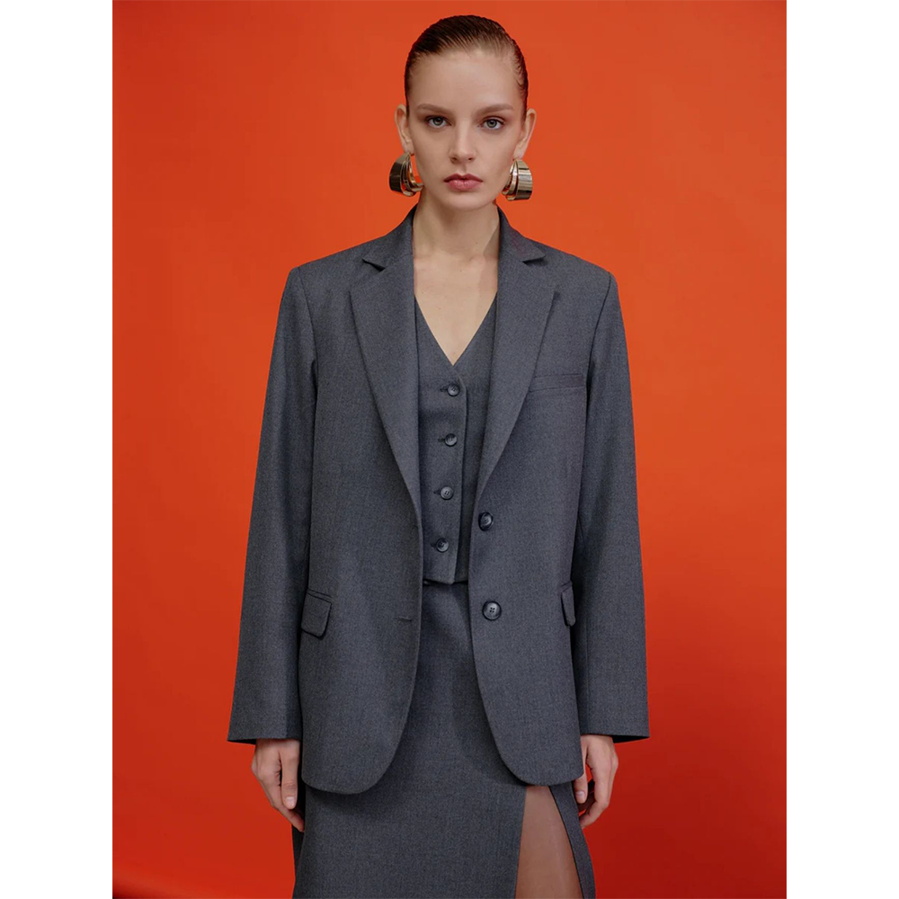 Boxy Oversize Blazer in Gray