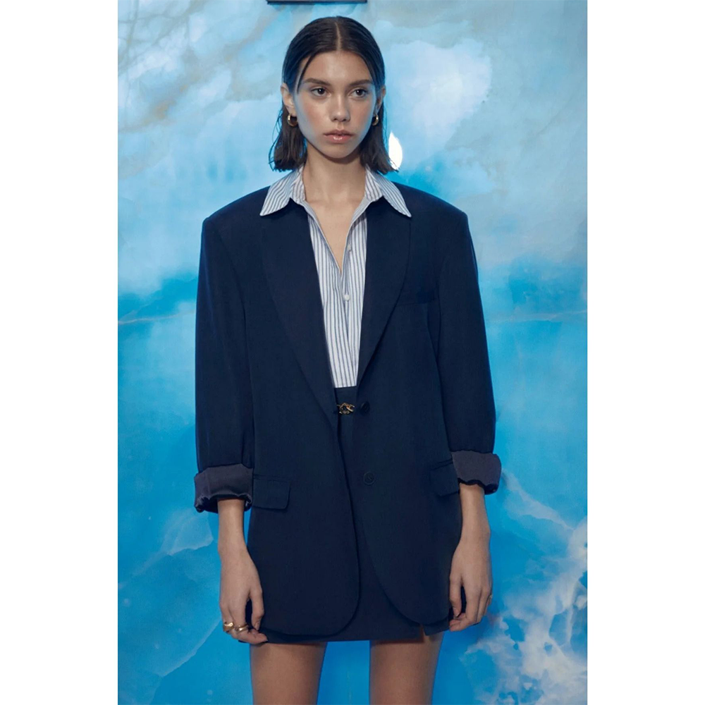 Boxy Oversize Blazer in Navy Blue