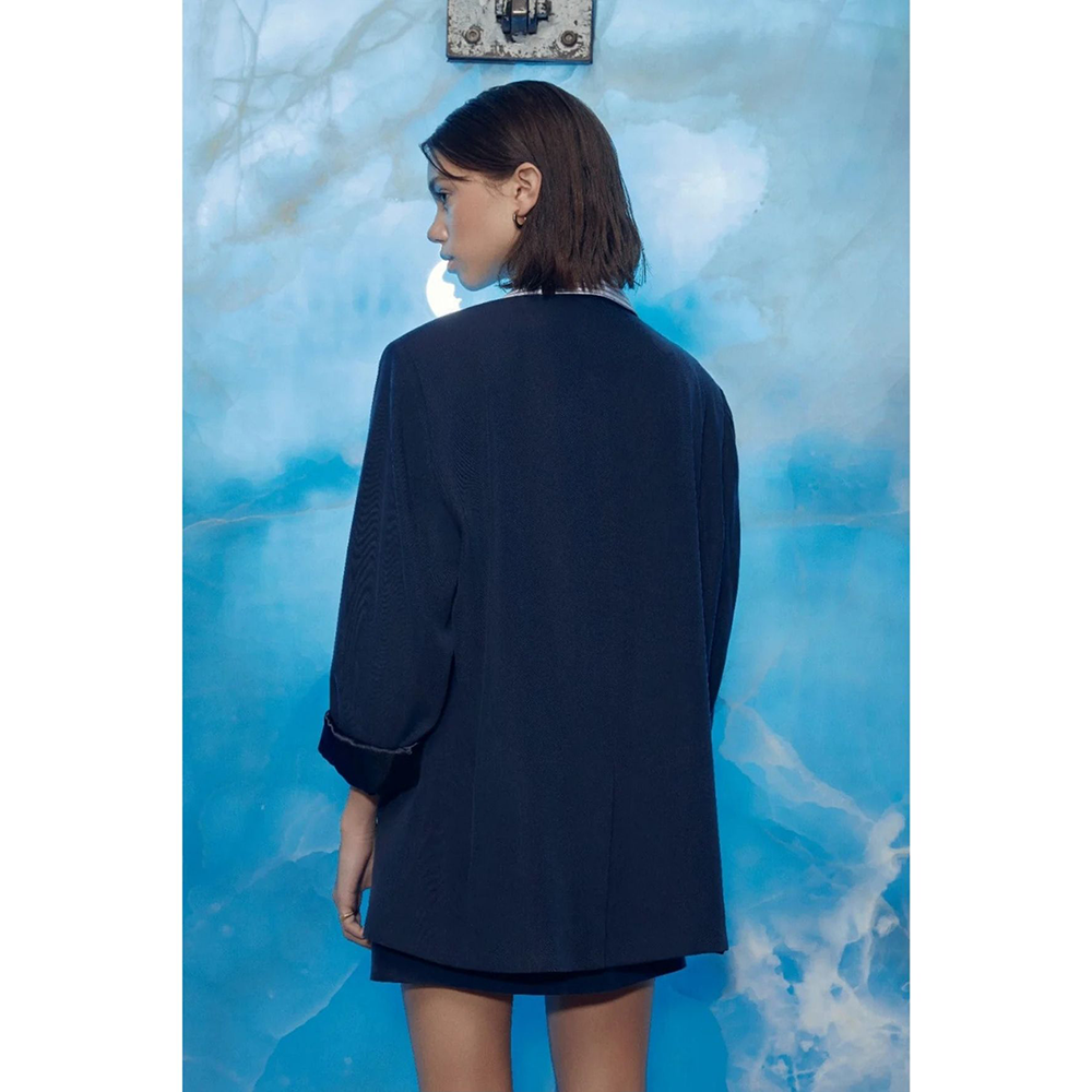 Boxy Oversize Blazer in Navy Blue