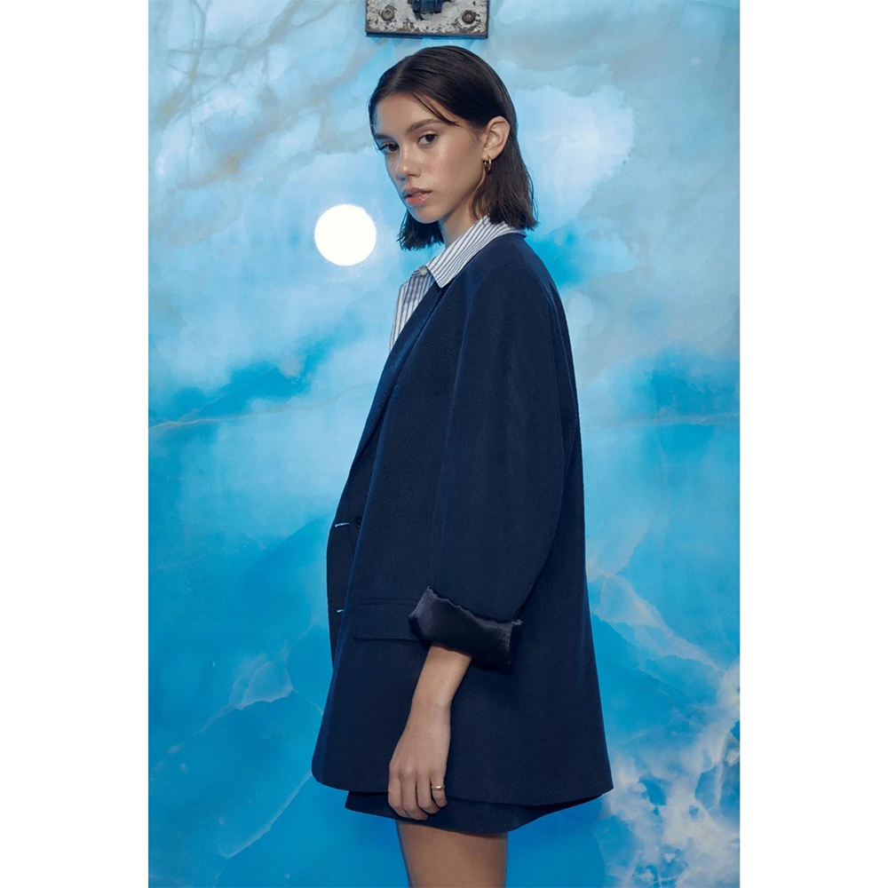 Boxy Oversize Blazer in Navy Blue