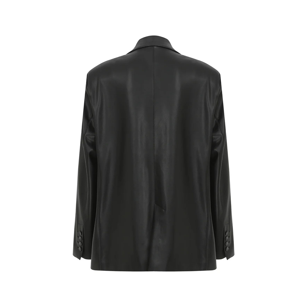 Boxy Oversize Vegan Leather Blazer in Noire