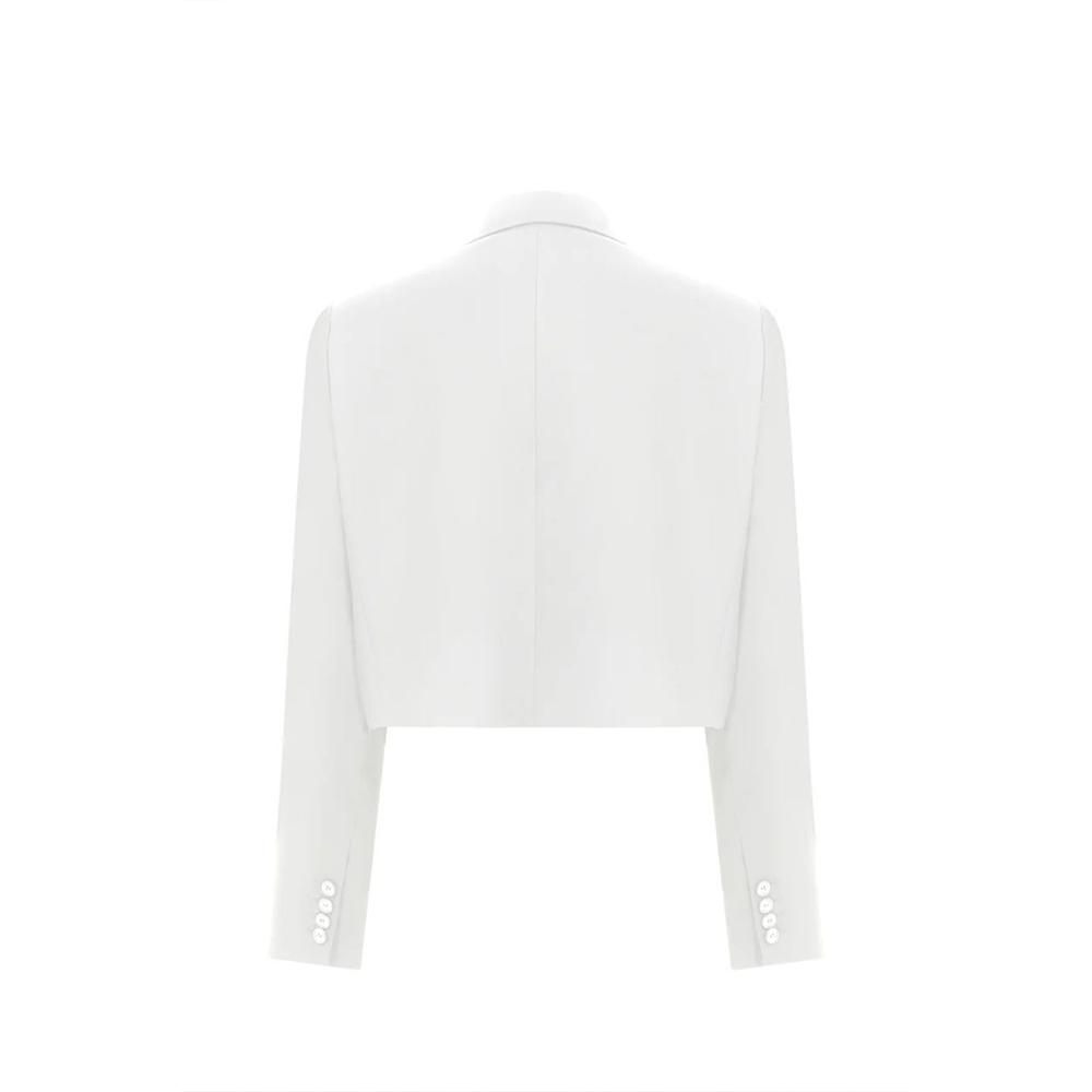 Boxy Satin Cropped Jacket in Vanilla Ice