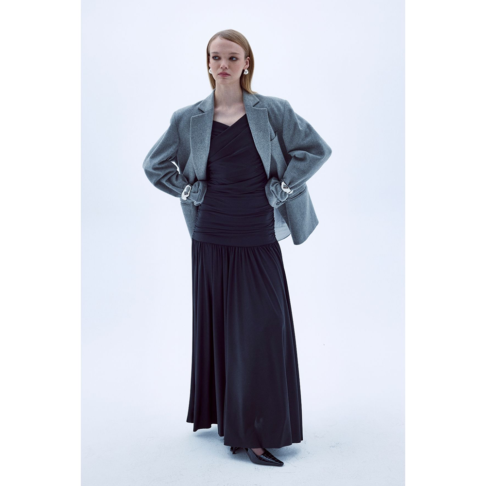 Boxy Wool Blazer in Gray