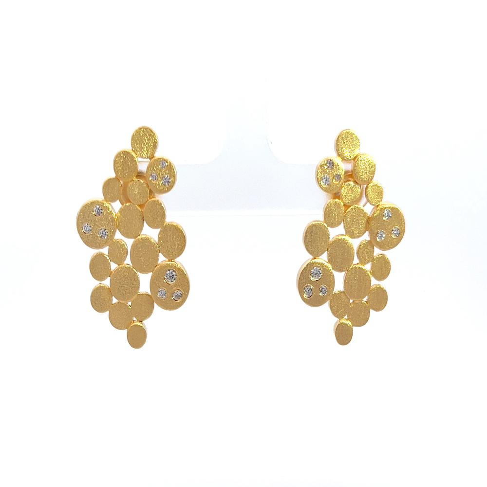 Shop online premium 18K gold bubble drop stud earrings with sparkling cubic zirconia stones.