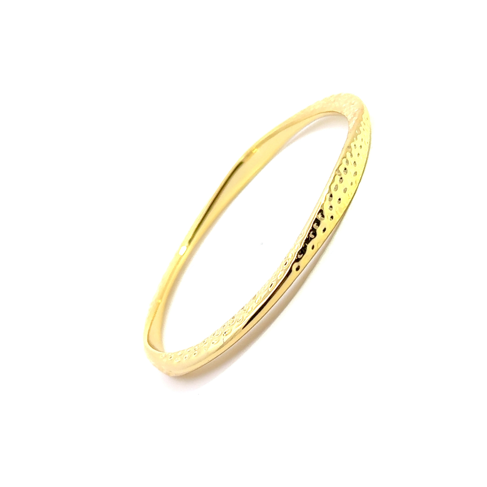 Handmade 22K yellow gold plated hammered bangle with a sleek narrow design. Perfect for stacking or solo styling. Shop premium jewelry online.
