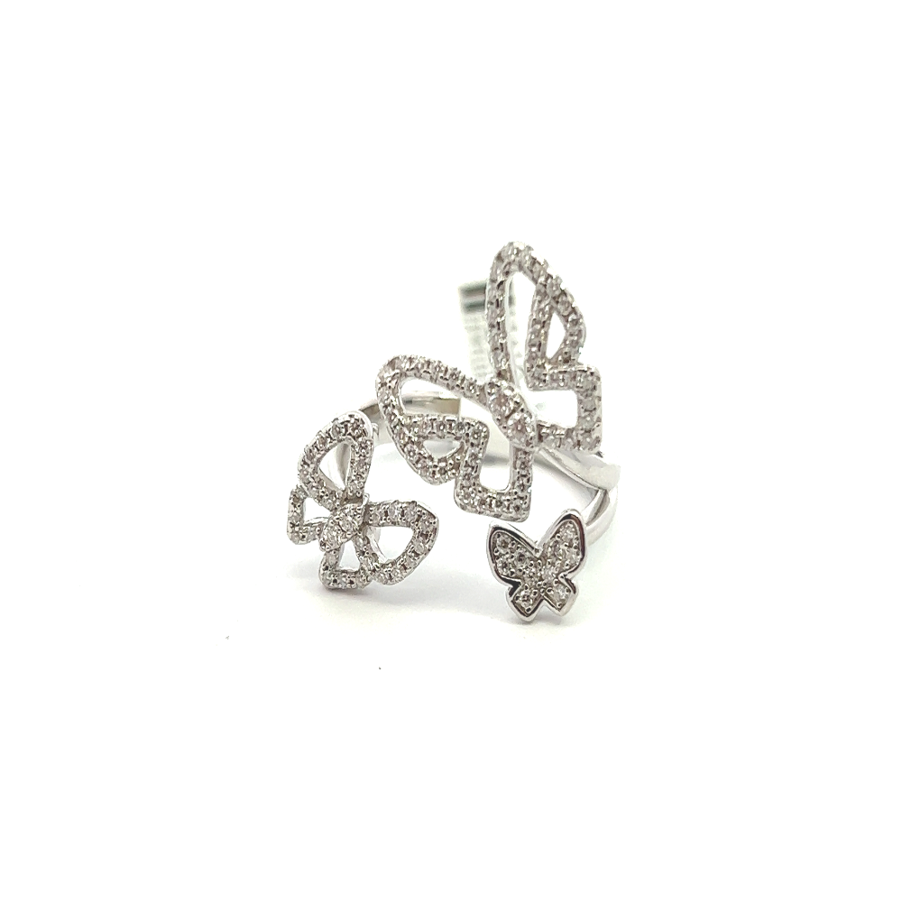 Shop online premium butterfly ring with sparkling moissanite stones in elegant sterling silver.