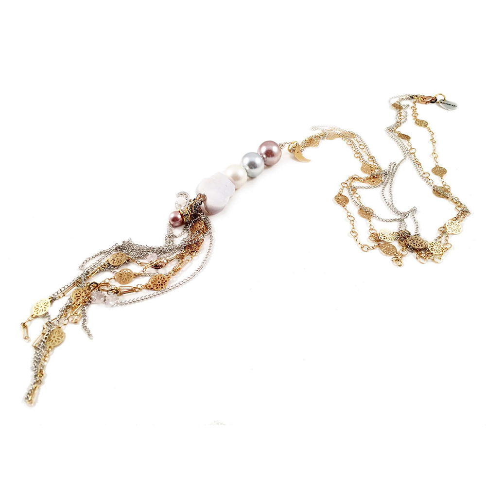 Calcedony And Pearls Long Lariat is made of high quality italian materials with an affordable price. 