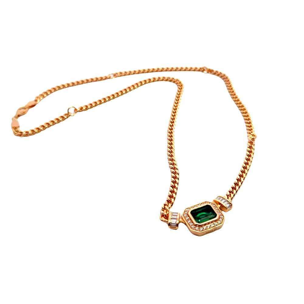 Shop online premium emerald pendant necklace with cubic zirconia in gold-dipped sterling silver.