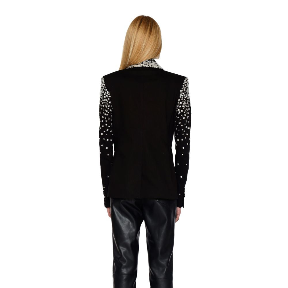 Shop the Chroma Corset Blazer in Denim, featuring handmade limited-edition mirror embroidery, corset detailing, and a structured blazer silhouette for a statement look.