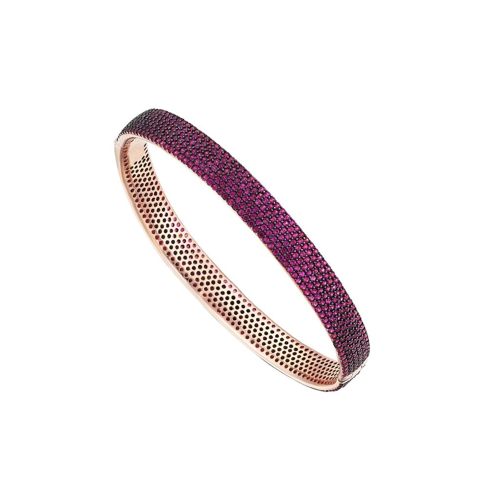 Keep shining in Circus Bangles 18ct Rose Gold Plated Bangle925 Sterling Silver.Zircon & Natural Stones.