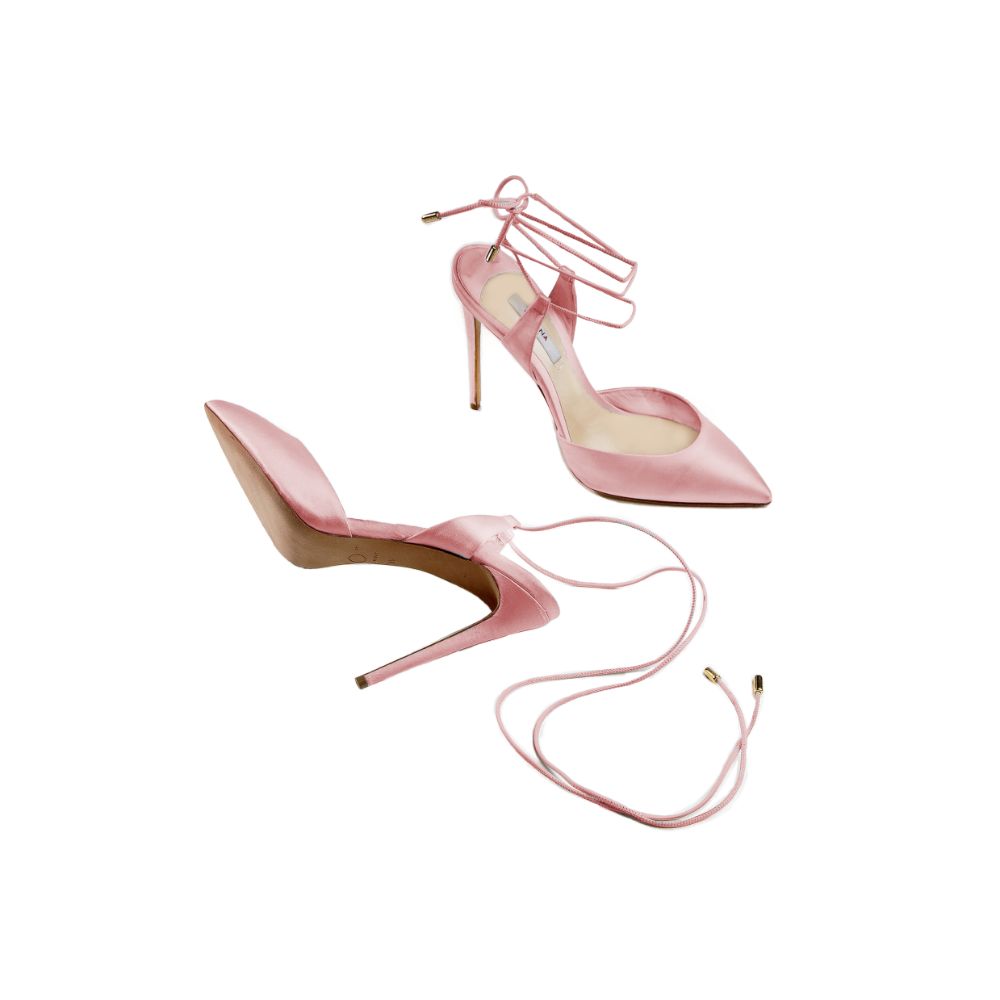 A modern interpretation of a classic pump in satin.