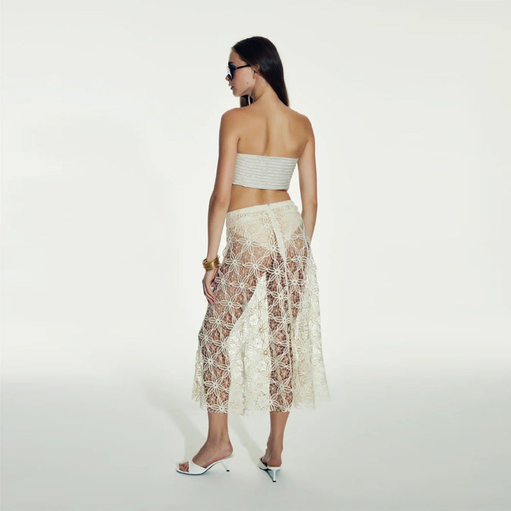 Clea Crochet Midi Skirt in Pear Sorbet