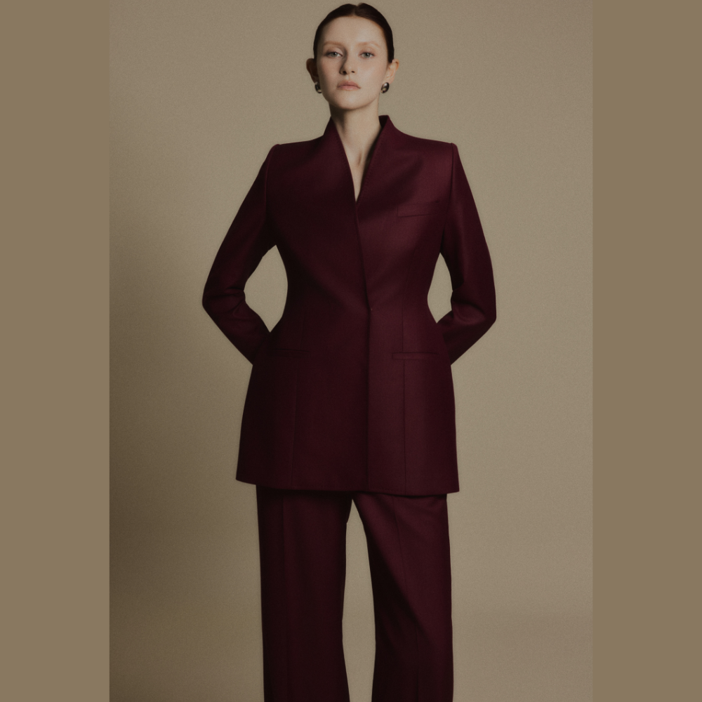 Shop dresses online and complete your look with the stylish Crimson Minimal Wool Trousers. Shop Now!