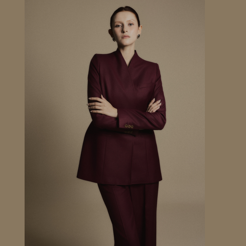 Shop dresses online and complete your look with the stylish Crimson Minimal Wool Trousers. Shop Now!