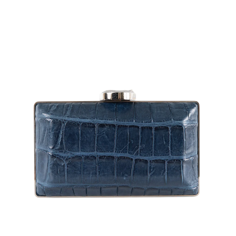Exclusive NS by Noof collection on The Luxe Maison. This beautiful, caiman skin, brass plated bag with turquoise stone.