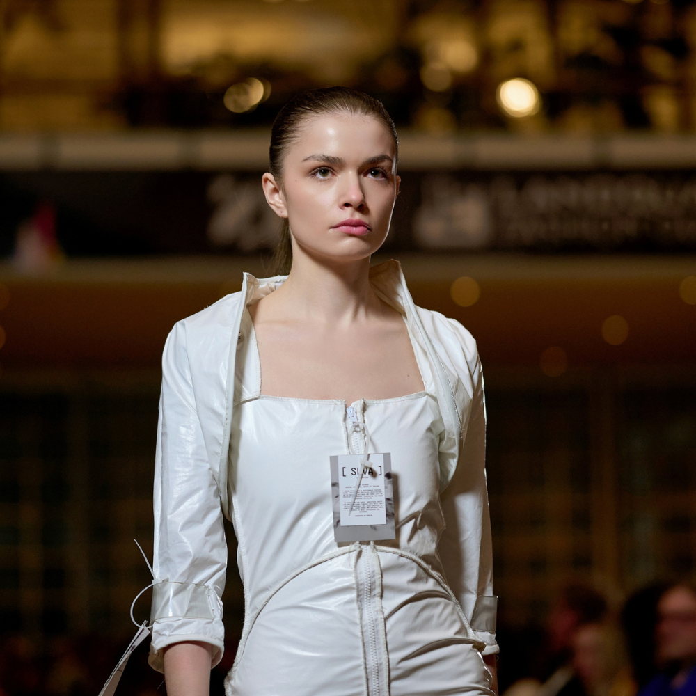 White Recycled EV Battery Film Mini Dress