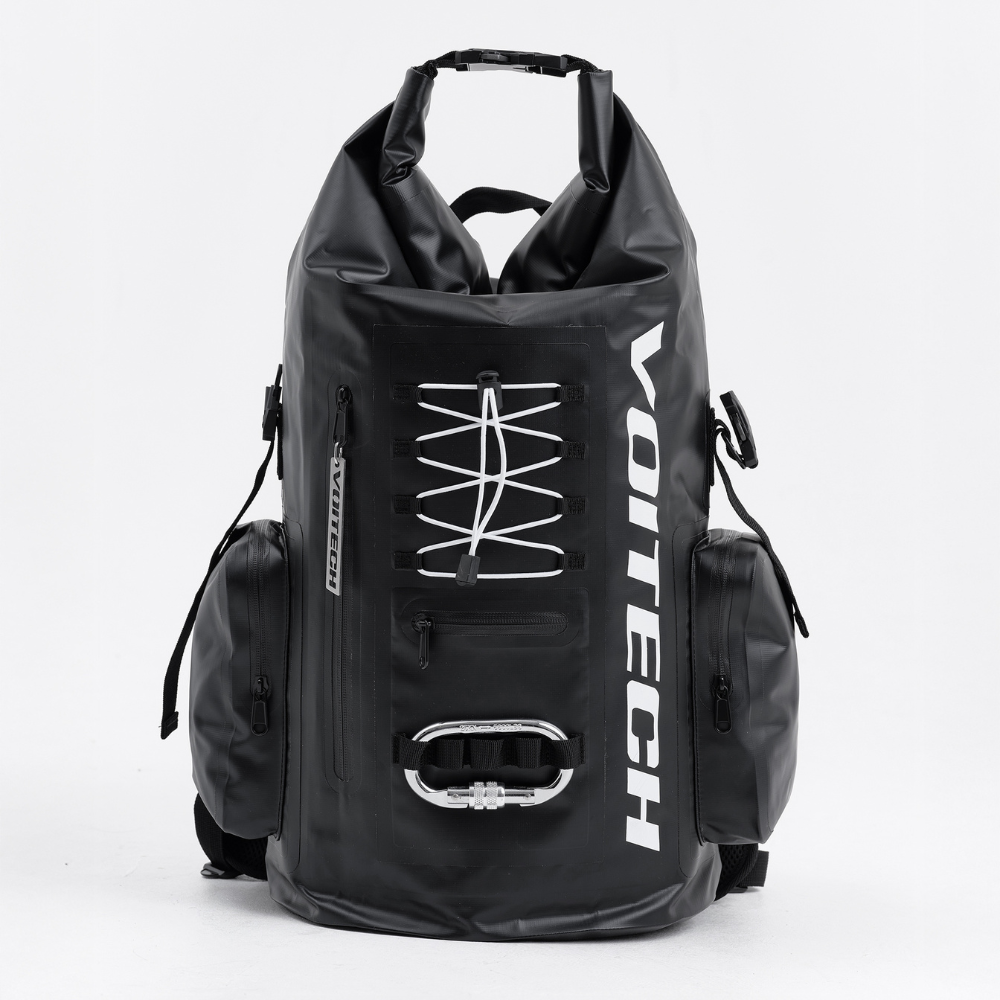 Shop online from our exclusive website and discover the Cryo Backpack by Voitech®, featuring waterproof PVC, welded seams, roll-top closure, and modular utility for technical everyday carry.