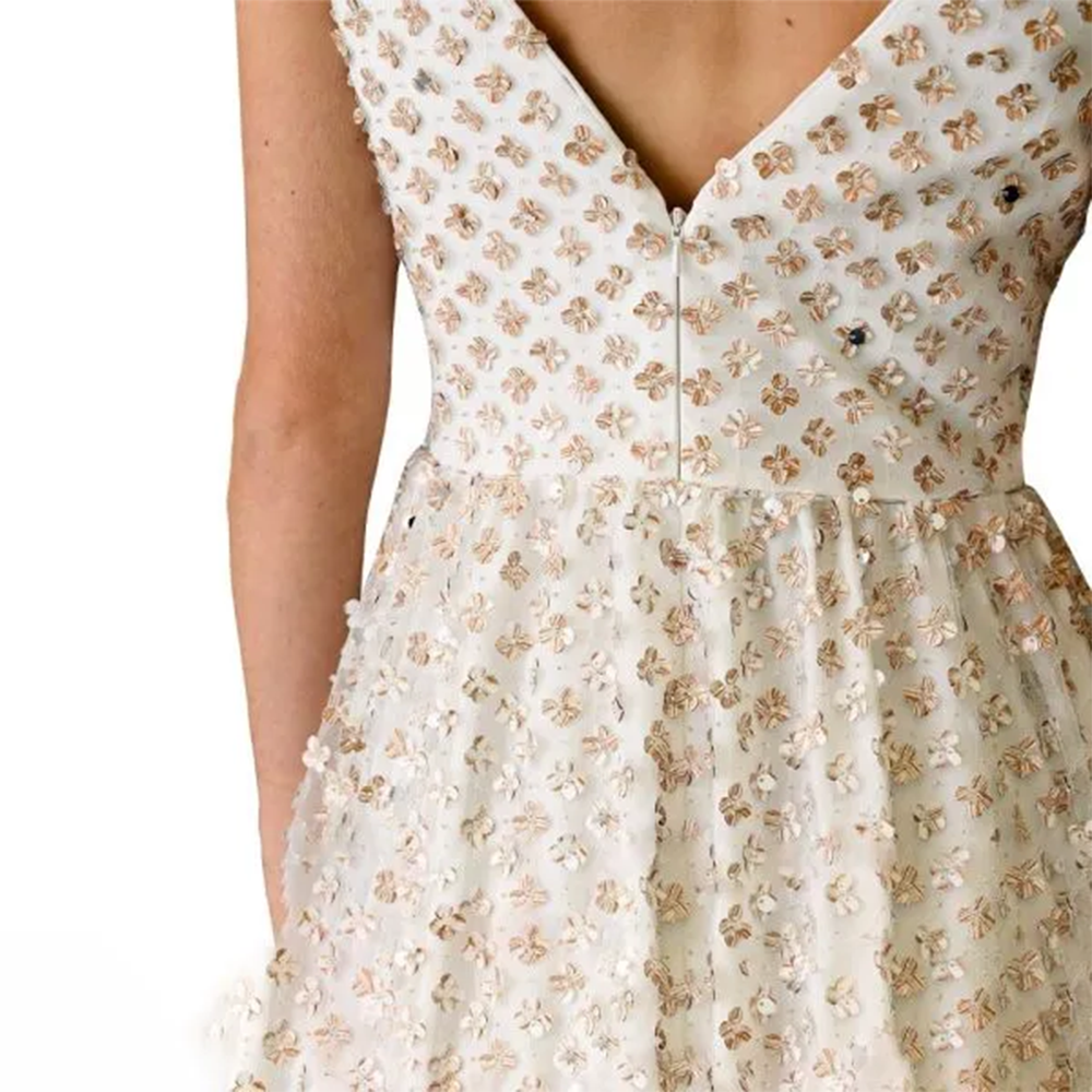 Stunning hand embroidered crystals beaded mesh comfortable blush pink short dress with elastic waist. 