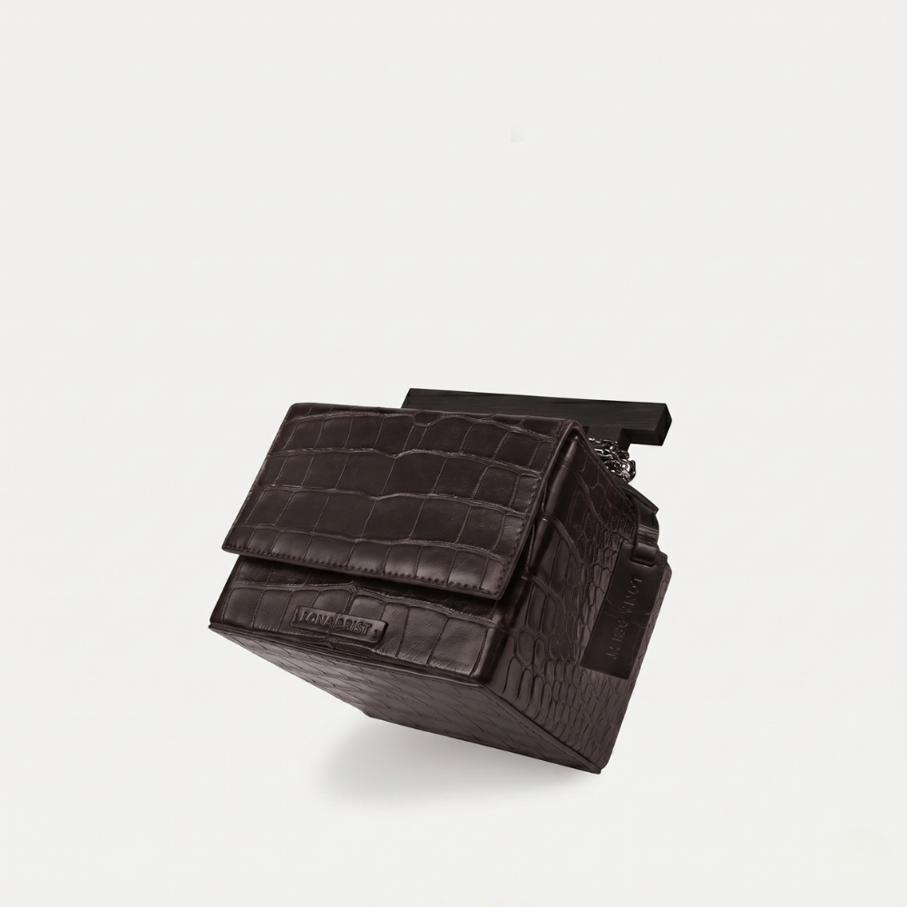 Cube Bag in Brown Croc
