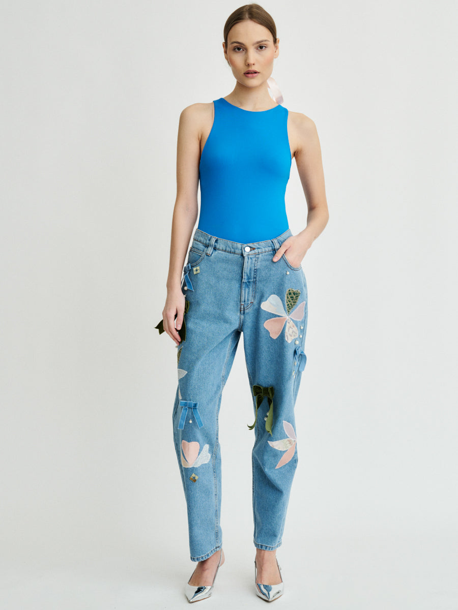 Women's Floral Patchwork Jeans | Upcycled & Sustainable | Fanfare