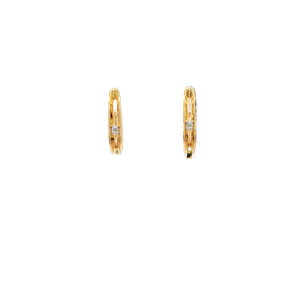 Shop online premium 18K gold-dipped huggie earrings with a single sparkling cubic zirconia stone.