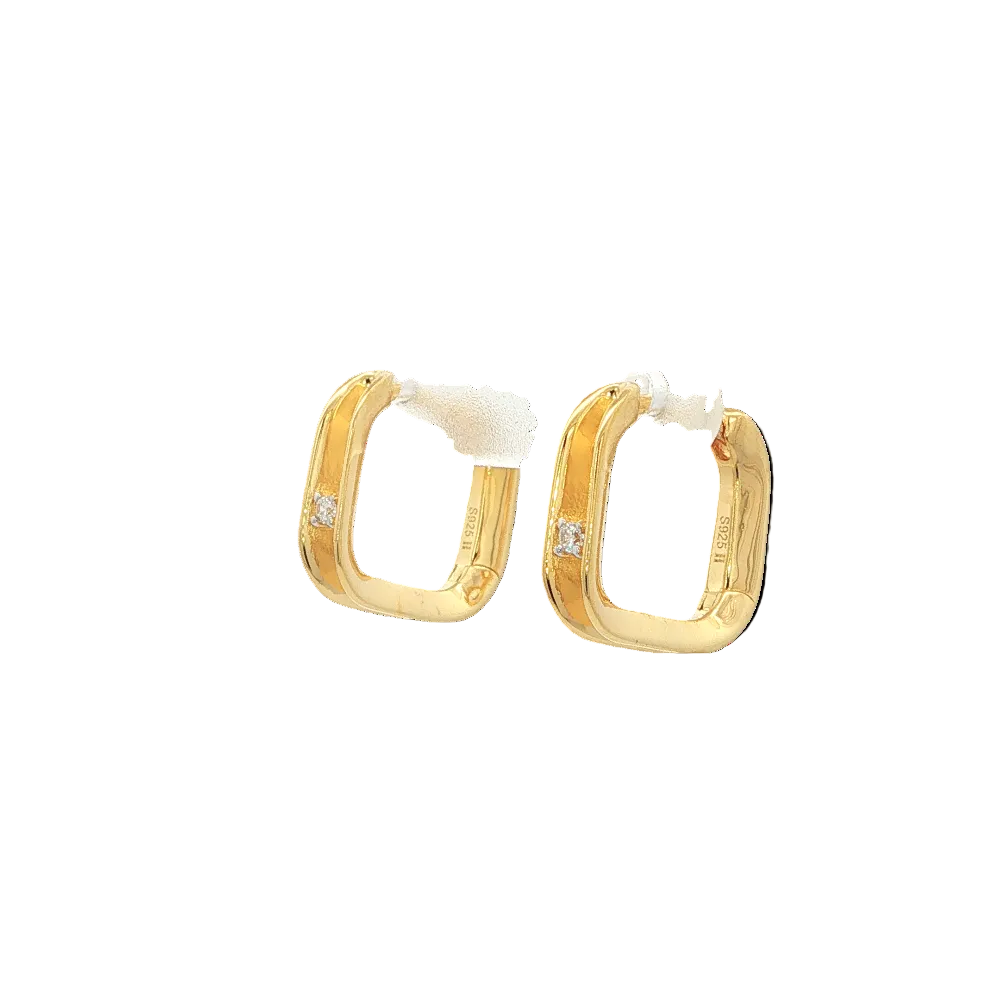 Shop online premium 18K gold-dipped huggie earrings with a single sparkling cubic zirconia stone.