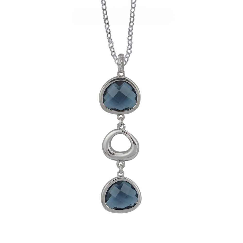 Shop online premium rhodium plated necklace with Montana blue crystals and sparkling cubic zirconia accents.