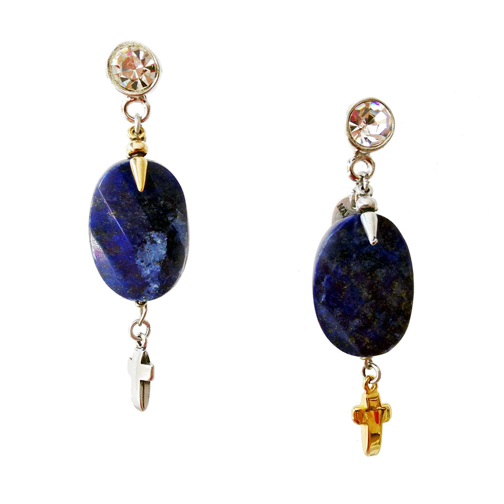 Dangle And Drop Earrings With Blue Lapis Lazuli