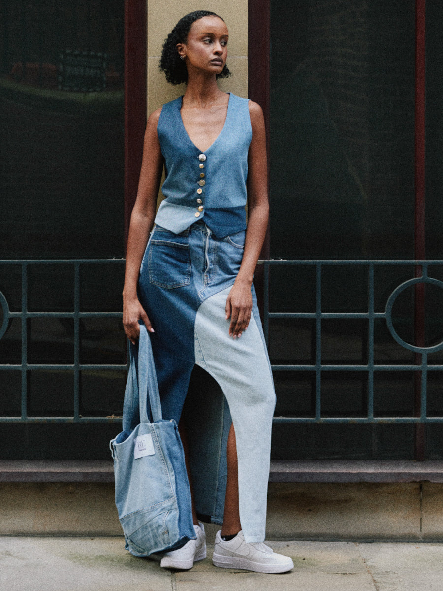 Women's Denim Waistcoat | Upcycled | Daphne | Fanfare