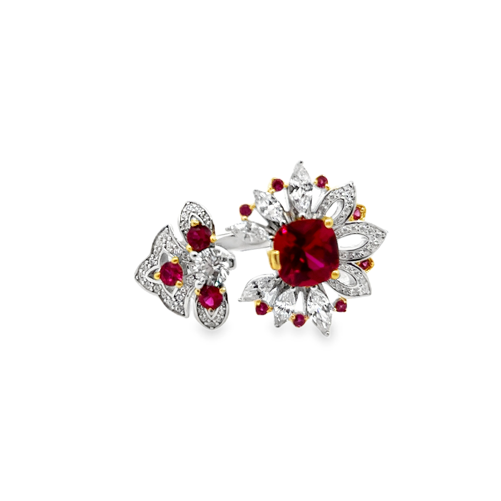 Shop online premium ruby & cubic zirconia ring in sterling silver with elegant timeless design.