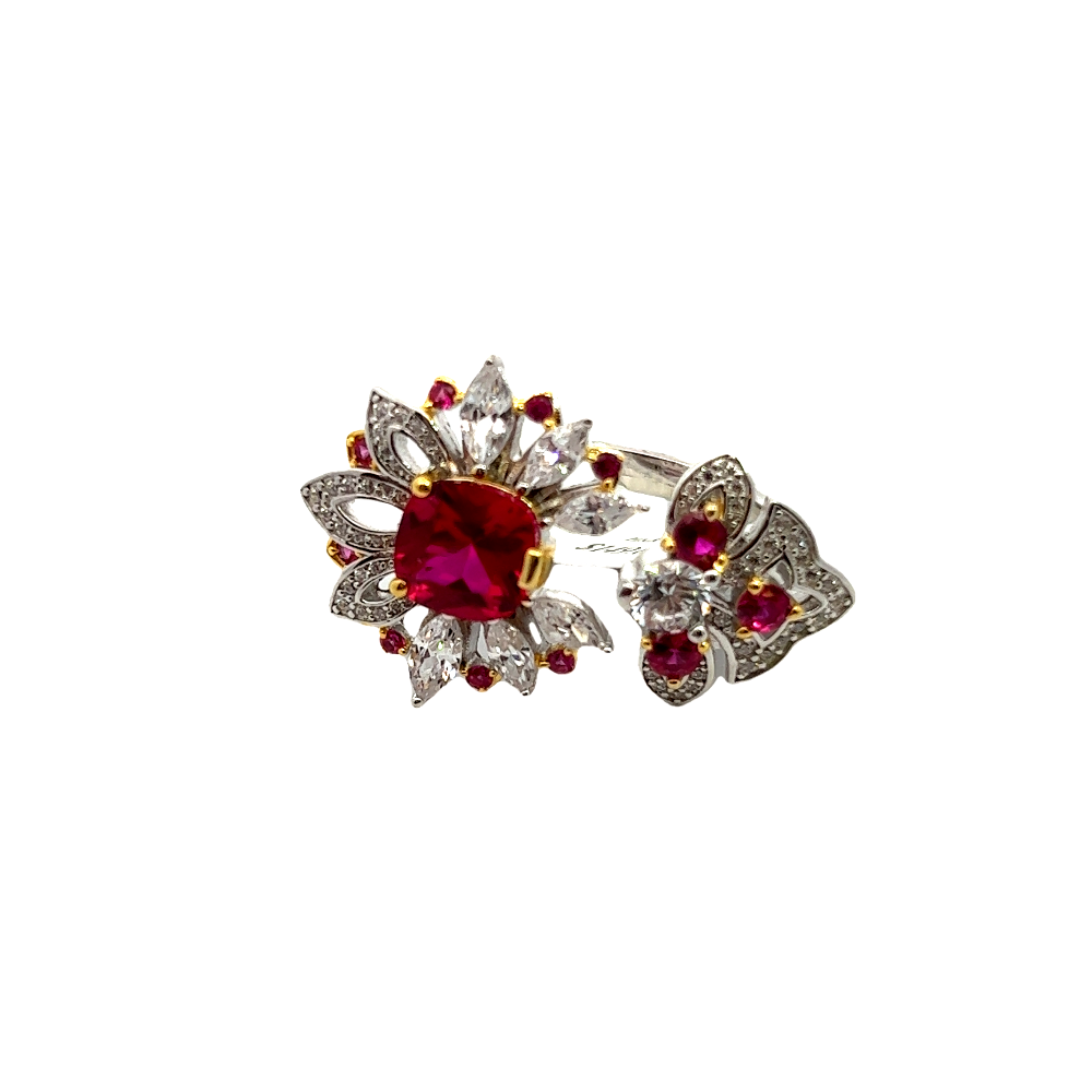 Shop online premium ruby & cubic zirconia ring in sterling silver with elegant timeless design.