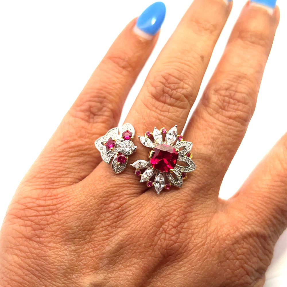 Shop online premium ruby & cubic zirconia ring in sterling silver with elegant timeless design.