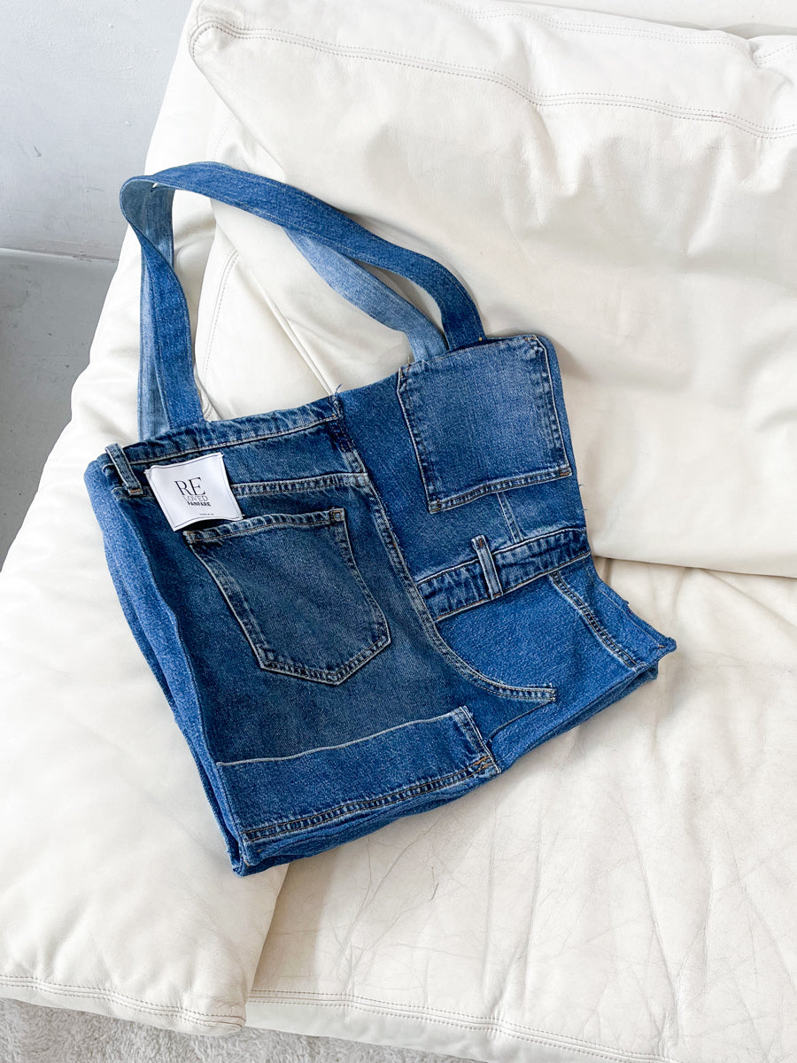 Denim Tote Bag | Patchwork Jeans Bag | Fanfare