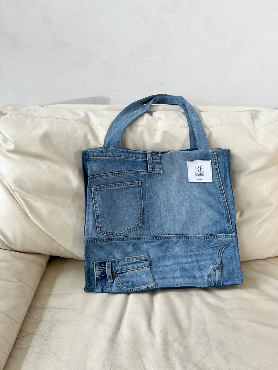 Denim Tote Bag | Patchwork Jeans Bag | Fanfare