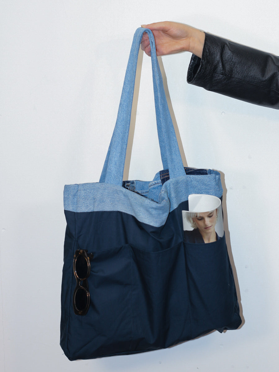 Denim Tote Bag | Patchwork Jeans Bag | Fanfare