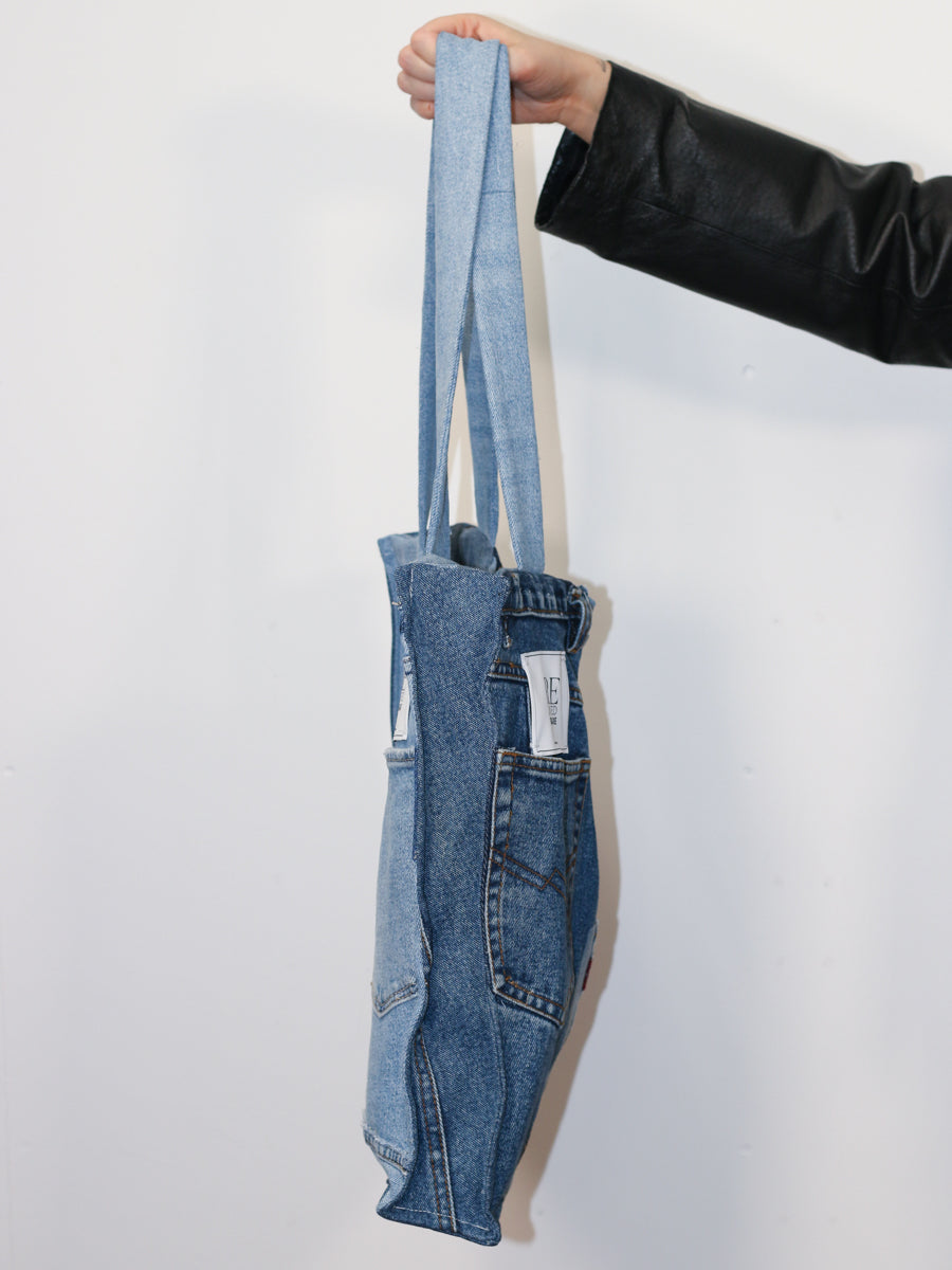 Denim Tote Bag | Patchwork Jeans Bag | Fanfare