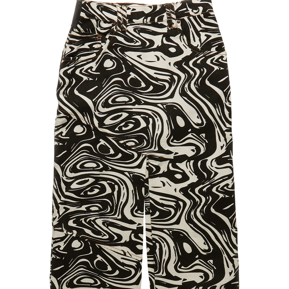 Horde Studio's Ehola off-white denim midi skirt feature an all over abstract pattern. It’s crafted from a rigid denim 