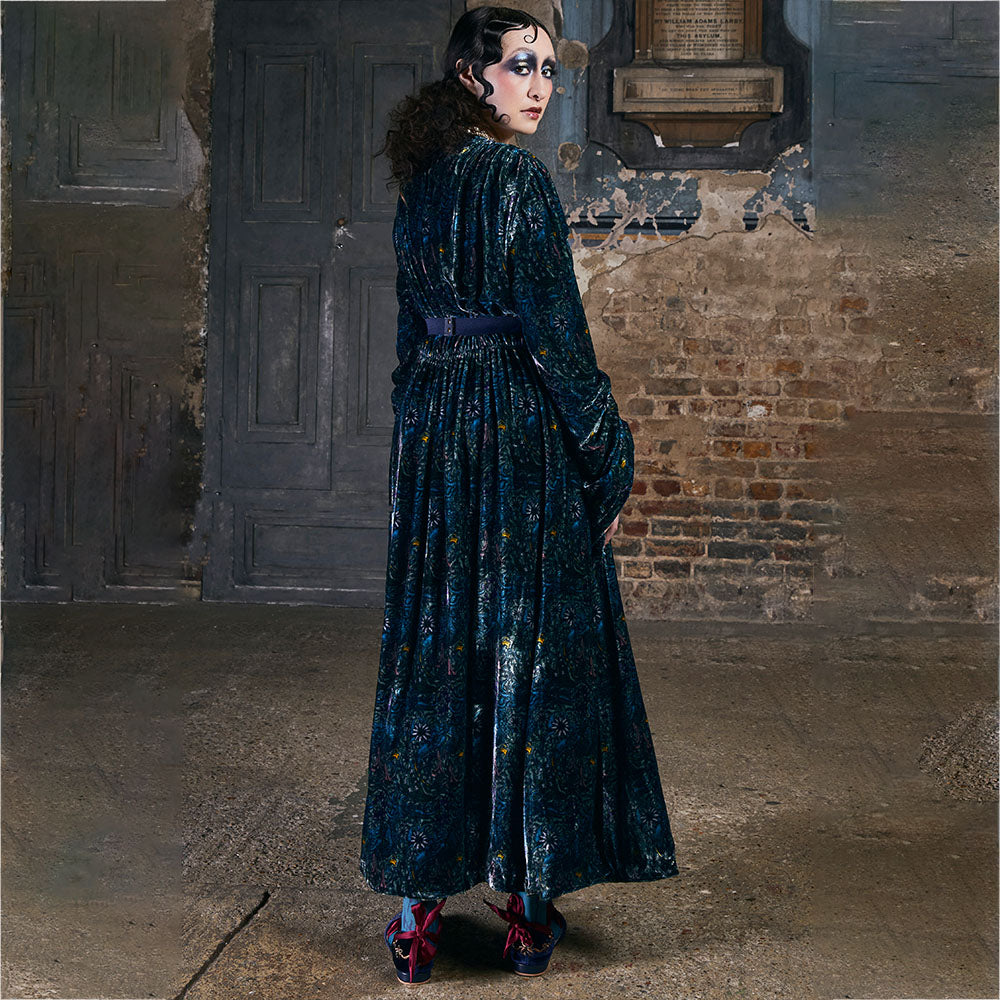 Eleanor Silk Velvet Coat in Dragon Print